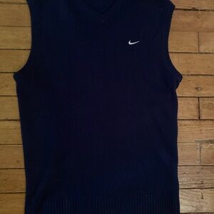 Nike Men’s Navy V-Neck Knit All Wool Sweater Vest